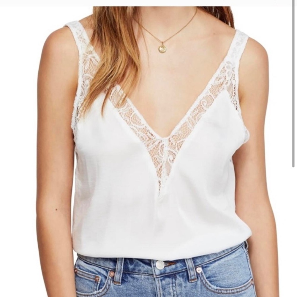 NWT free people silk and lace blouse shirt tank top size medium